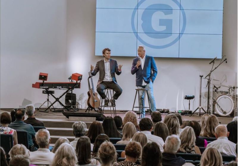 Pastor Rob McCoy and Charlie Kirk at Godspeak Calvary Chapel
