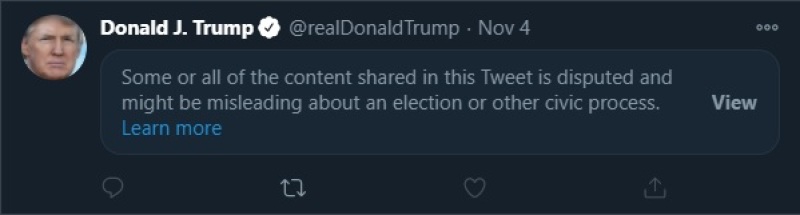President Donald Trump's tweet, censored by Twitter