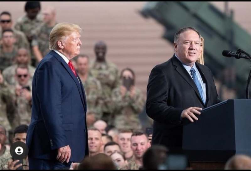 U.S. Secretary of State Mike Pompeo with U.S. President Donald Trump