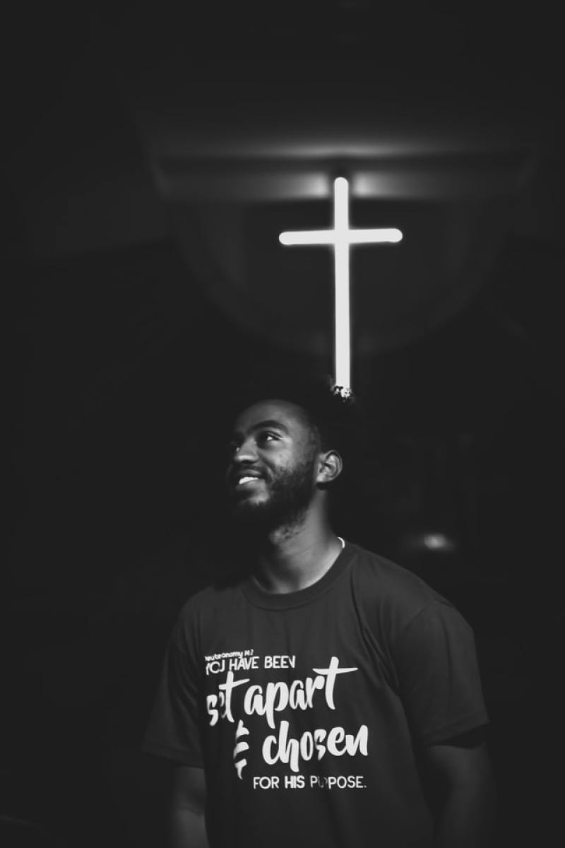 black man in church