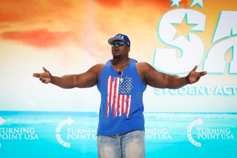 "MAGA Hulk" Stephen Davis at the recent Student Action Summit held by Turning Point USA