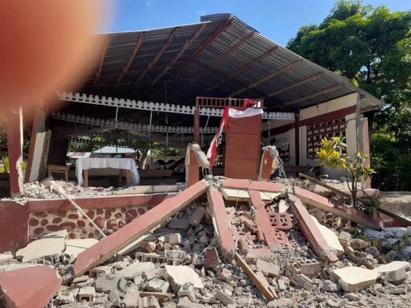 Destruction in Haiti following the 7.2-magnitude earthquake