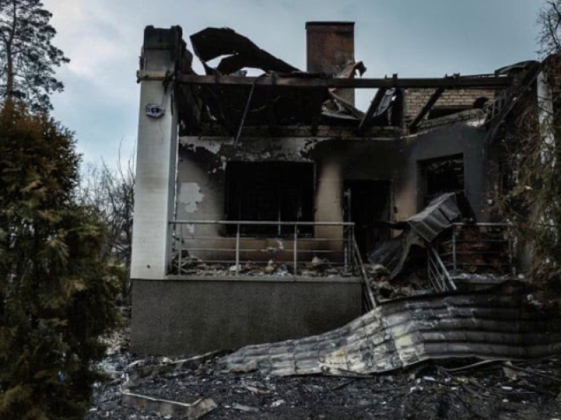Mission Eurasia Building Devastated in Russian Bombing of Irpin, Ukraine